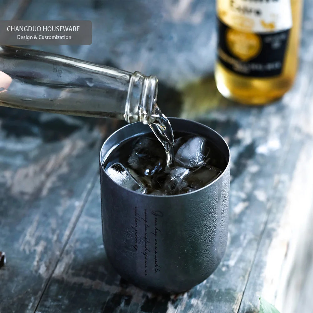 Japanese Restaurant Beer Glass Handy Cup of Tea and Wine Cup Vintage Stainless Steel Mug Barware Kitchen Dining Bar Home Garden