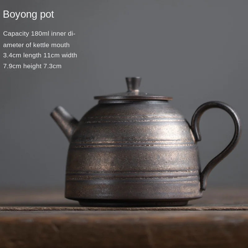 Japanese Retro Kung Fu Tea Set Tea Maker Ceramic Teapot Household Hot Water Kettle Ceramic Kettle with Side Handle Puer Gifts