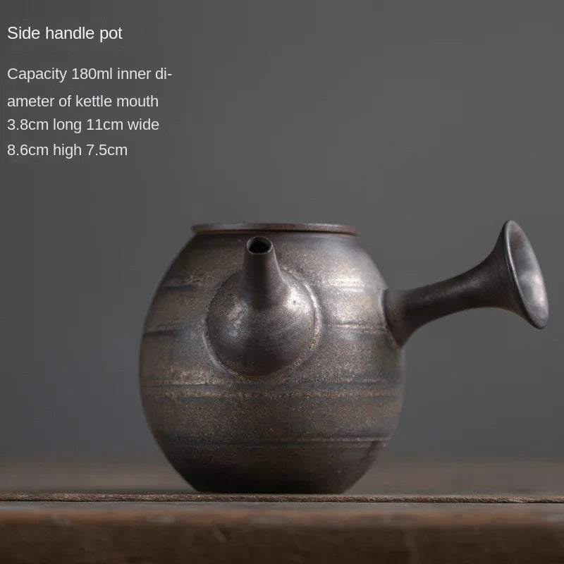 Japanese Retro Kung Fu Tea Set Tea Maker Ceramic Teapot Household Hot Water Kettle Ceramic Kettle with Side Handle Puer Gifts
