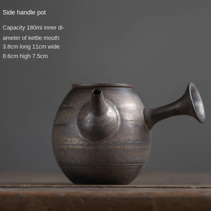 Japanese Retro Kung Fu Tea Set Tea Maker Ceramic Teapot Household Hot Water Kettle Ceramic Kettle with Side Handle Puer Gifts