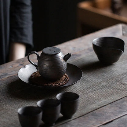 Japanese Retro Kung Fu Tea Set Tea Maker Ceramic Teapot Household Hot Water Kettle Ceramic Kettle with Side Handle Puer Gifts