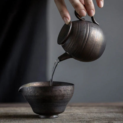Japanese Retro Kung Fu Tea Set Tea Maker Ceramic Teapot Household Hot Water Kettle Ceramic Kettle with Side Handle Puer Gifts