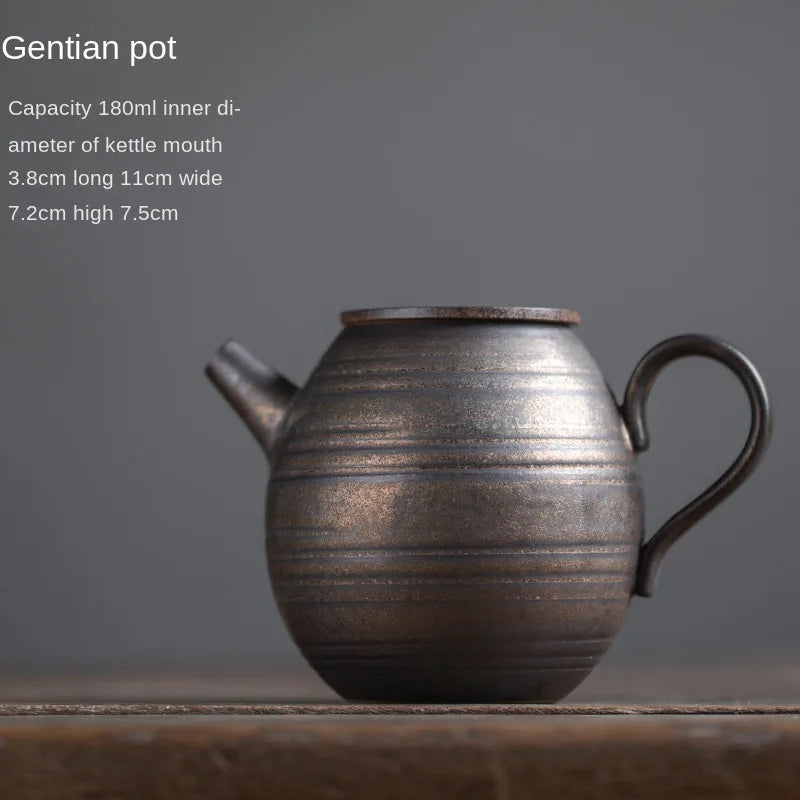 Japanese Retro Kung Fu Tea Set Tea Maker Ceramic Teapot Household Hot Water Kettle Ceramic Kettle with Side Handle Puer Gifts