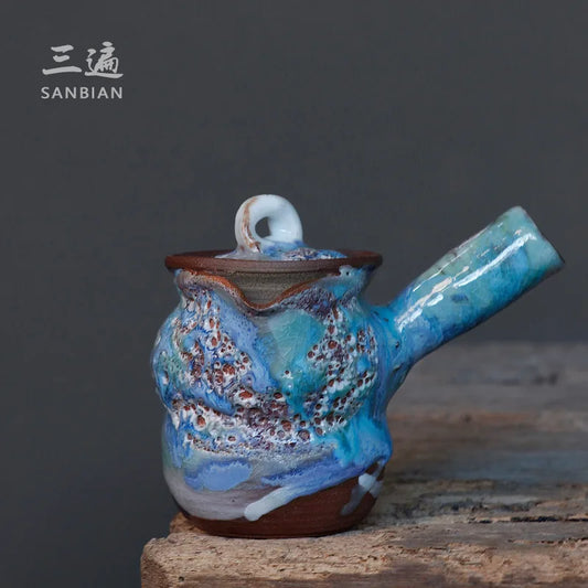 Japanese Retro Teapot Moth Chi Ye Side Handle Pot Ceramic Teapot Filter Household Stoneware Firewood Teapot