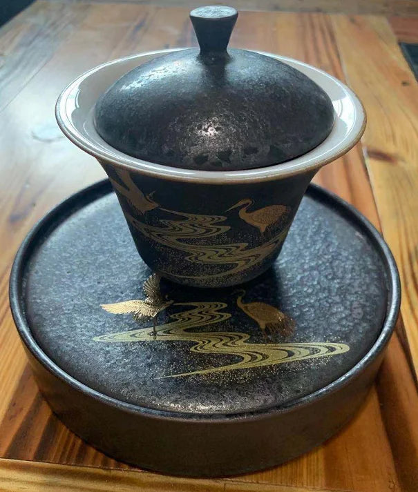 Japanese Retro Tureen Large Earthenware Kung Fu Sancai Bowl Manual Cover Cup Tea Bowl Ceramic Tea Set Gaiwan Sopera De Ceramica