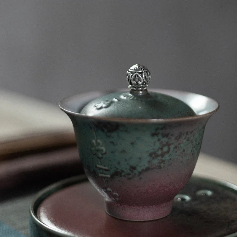 Japanese Retro Tureen Large Earthenware Kung Fu Sancai Bowl Manual Cover Cup Tea Bowl Ceramic Tea Set Gaiwan Sopera De Ceramica