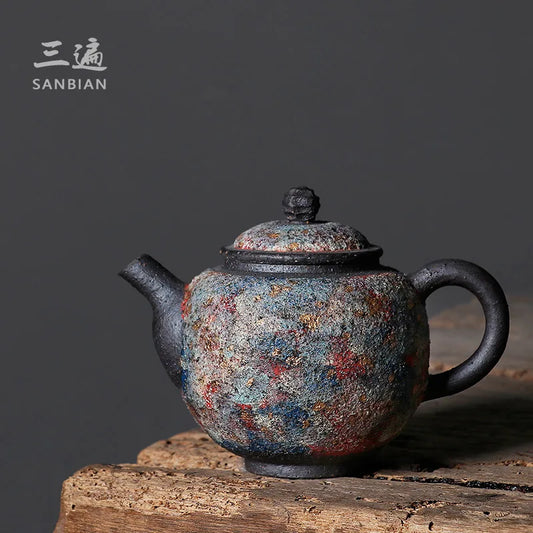 Japanese Rock Clay Teapot Stoneware Pu'er Kung Fu Tea Set Household Ball Hole Single Teapot Kiln Baked Tea Making Device