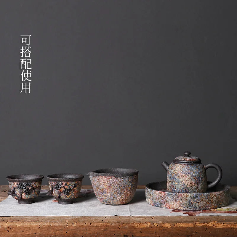 Japanese Rock Mine Pot Tray Zen Tea Tray Pot Mat Water Storage Tea Table Stoneware Tray Tea Set Purple Clay Pot Tray Tea Table
