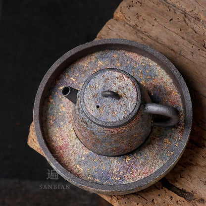 Japanese Rock Mine Pot Tray Zen Tea Tray Pot Mat Water Storage Tea Table Stoneware Tray Tea Set Purple Clay Pot Tray Tea Table