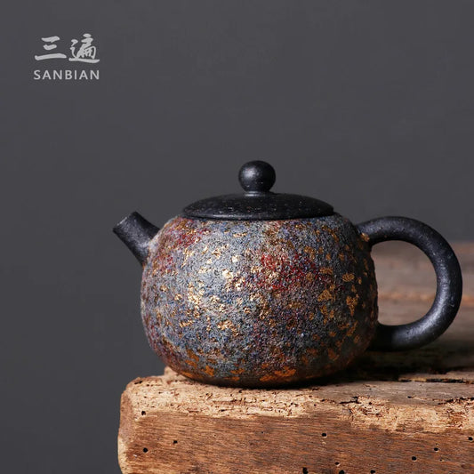 Japanese Rock Mine Teapot Kombucha Famous Enameled Cast Iron Teapot Household Raw Ore Creative Ball Hole Xi Shi Pot
