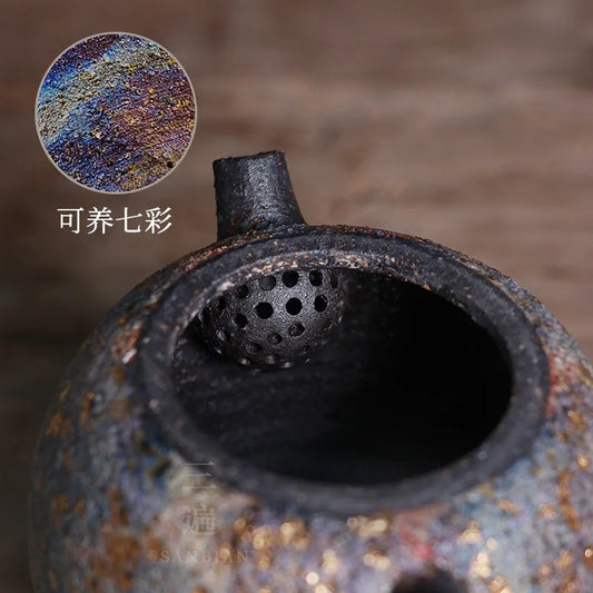 Japanese Rock Mine Teapot Kombucha Famous Enameled Cast Iron Teapot Household Raw Ore Creative Ball Hole Xi Shi Pot