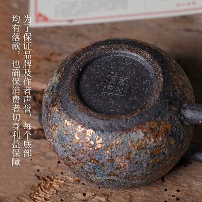Japanese Rock Mine Teapot Kombucha Famous Enameled Cast Iron Teapot Household Raw Ore Creative Ball Hole Xi Shi Pot