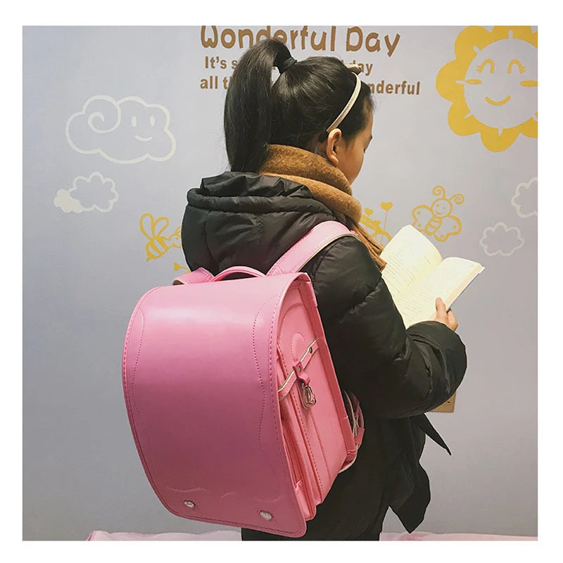 Japanese School Bags for Girls Cute Pink Students Backpacks Waterproof High Quality Leather Orthopedic Schoolbag Kids Bags