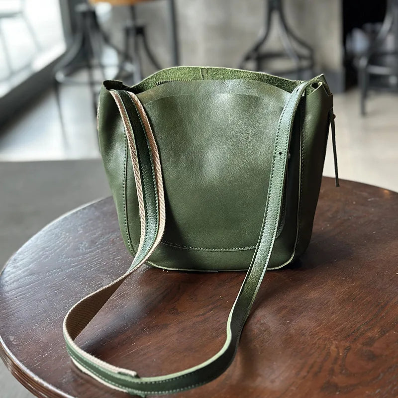 Japanese Simple Cowhide Crossbody Bags Lady Commuter All-match Large Capacity Solid Purses Elegant Genuine Leather Bolsas Mujer
