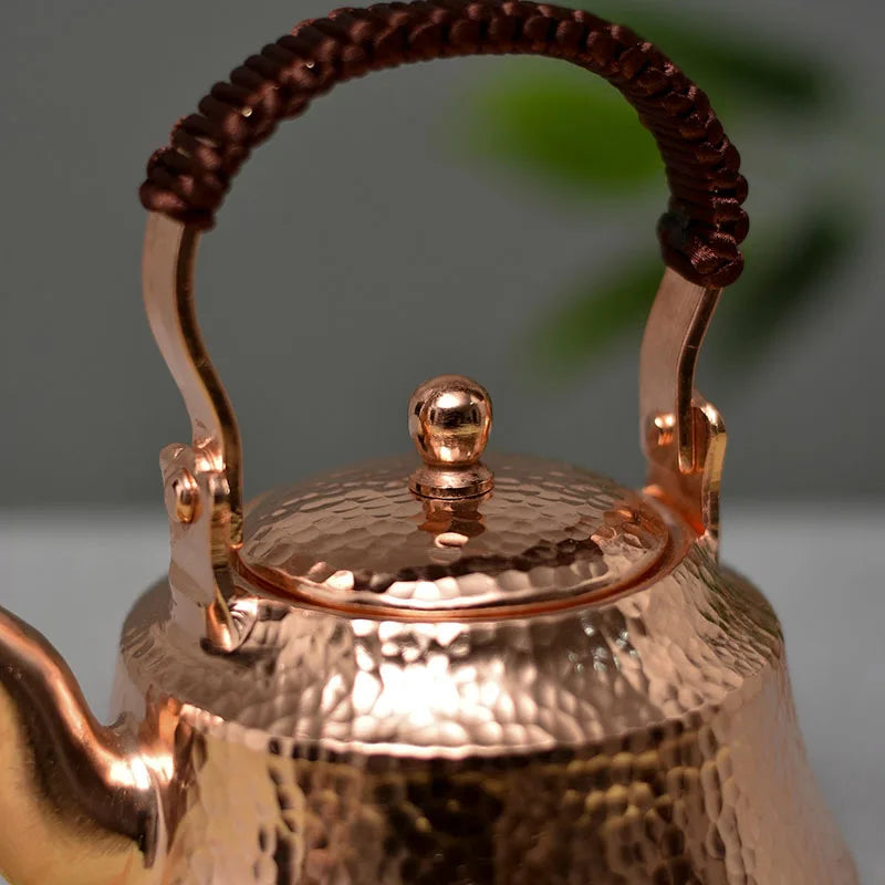 Japanese Small Pure Copper Teapot, Retro Mini Bubble Tea Pot, Handmade Copper Kettle, Handle Play Pot, Kung Fu Tea Table Gift