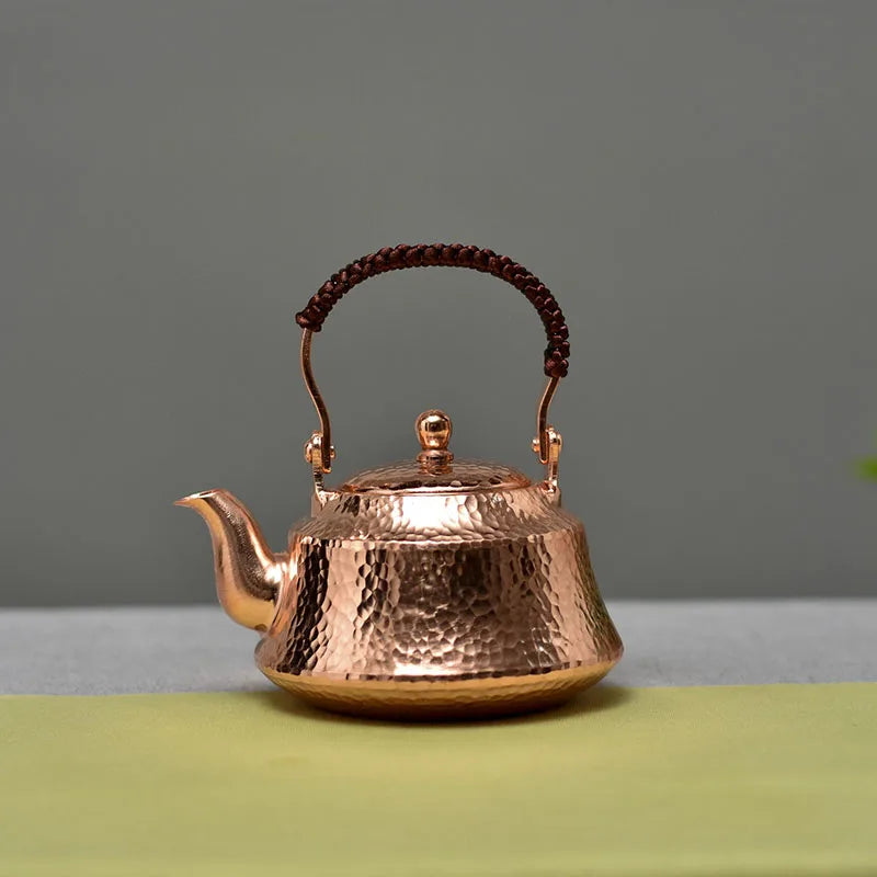 Japanese Small Pure Copper Teapot, Retro Mini Bubble Tea Pot, Handmade Copper Kettle, Handle Play Pot, Kung Fu Tea Table Gift