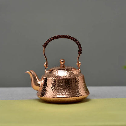 Japanese Small Pure Copper Teapot, Retro Mini Bubble Tea Pot, Handmade Copper Kettle, Handle Play Pot, Kung Fu Tea Table Gift