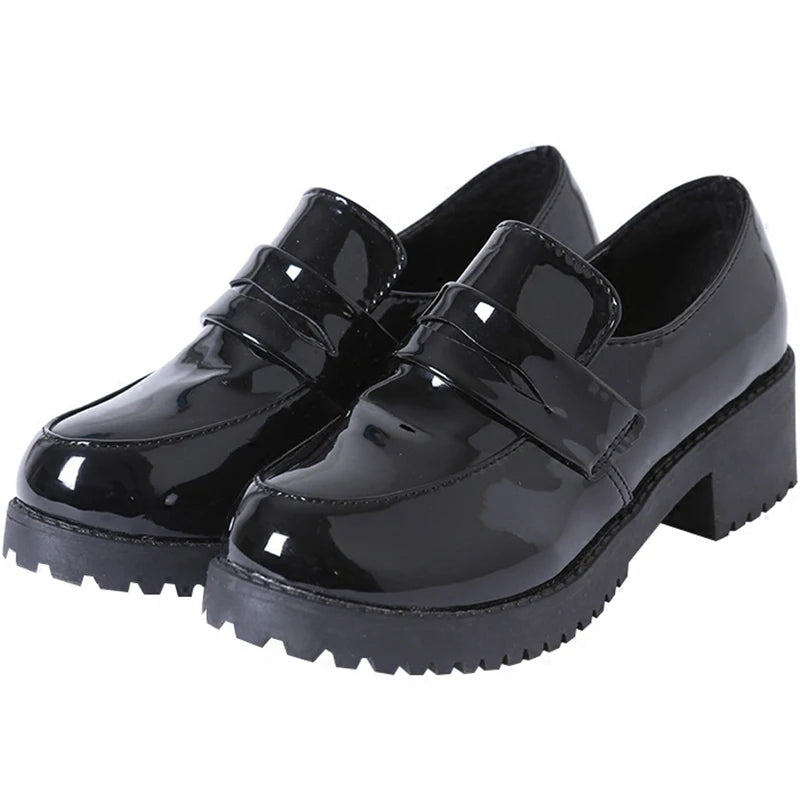 Japanese Student Shoes Girl Lolita Cospaly Shoes Women JK Uniform PU Leather Loafers Casual Shoes