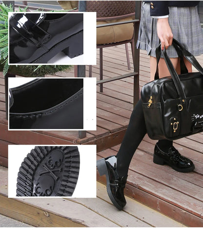 Japanese Student Shoes Girl Lolita Cospaly Shoes Women JK Uniform PU Leather Loafers Casual Shoes