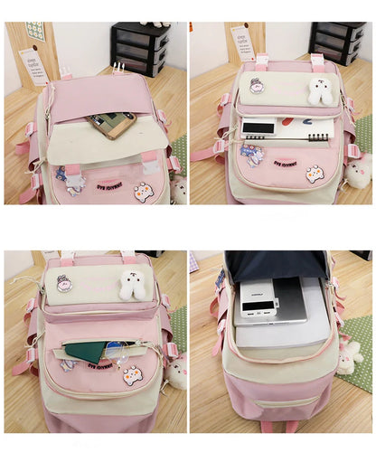 Japanese Style 5pcs Set Children School Backpack Kawaii Women Bagpack Bookbag Laptop Bag For Teens Girls 2023 Students Totes Sac