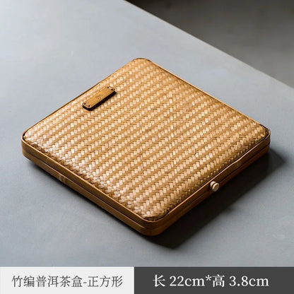 Japanese-Style Bamboo Woven Bag Rattan Storage Box Lifting Handle Portable Storage Box Tea Ceremony Utensils Tea Set Household