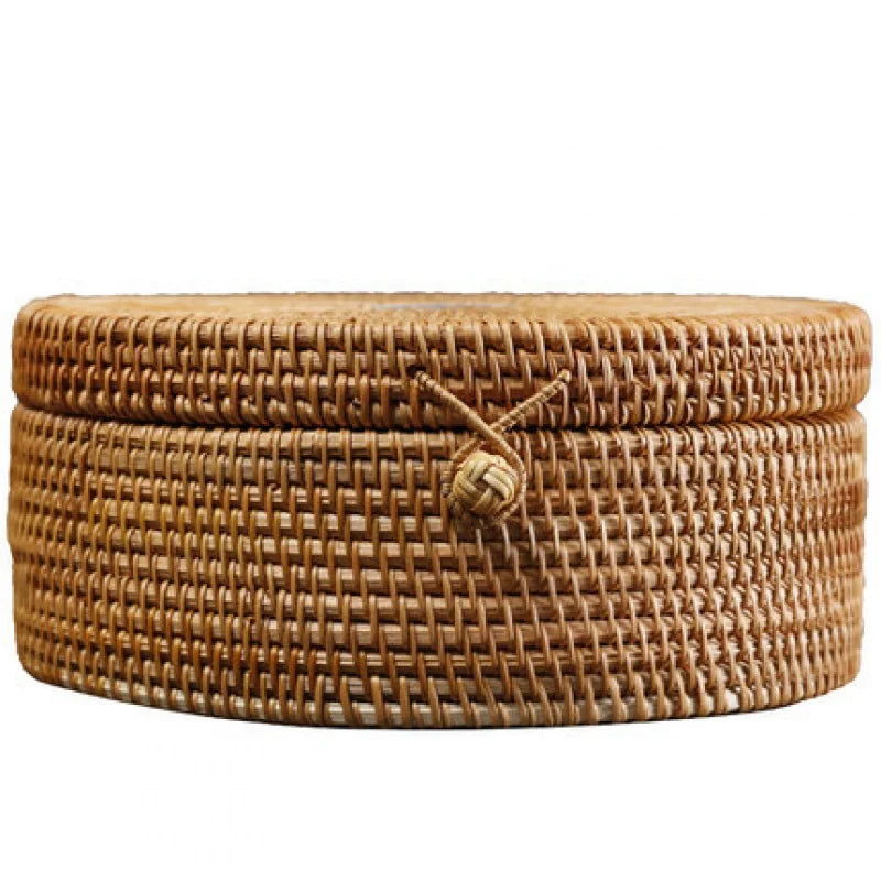 Japanese-Style Bamboo Woven Bag Rattan Storage Box Lifting Handle Portable Storage Box Tea Ceremony Utensils Tea Set Household