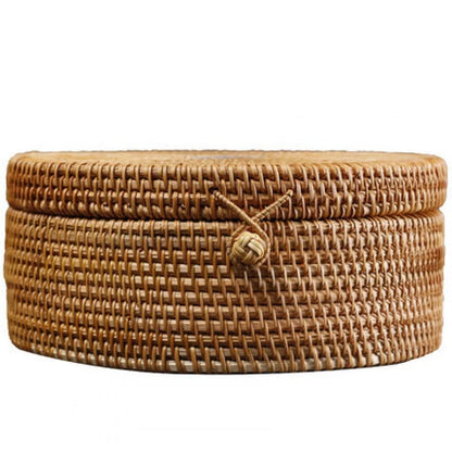 Japanese-Style Bamboo Woven Bag Rattan Storage Box Lifting Handle Portable Storage Box Tea Ceremony Utensils Tea Set Household