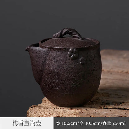 Japanese-Style Black Stoneware Pot Ceramic Gaiwan Large Non-Scald Tea Making Device Kung Fu Tea Set