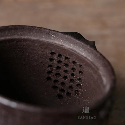 Japanese-Style Black Stoneware Pot Ceramic Gaiwan Large Non-Scald Tea Making Device Kung Fu Tea Set