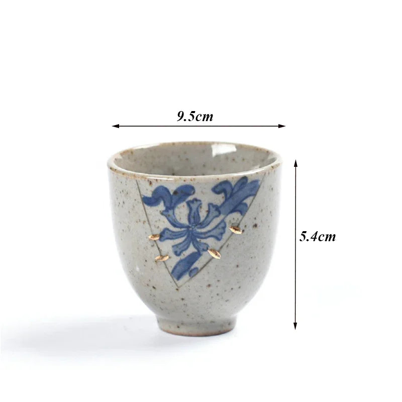 Japanese Style Ceramic Blue and White Antique Glaze Teacup Elegant Beautiful Teapot Kung Fu Kettle Coffee Mug Chinese Tea Pot