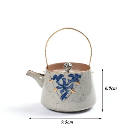 Japanese Style Ceramic Blue and White Antique Glaze Teacup Elegant Beautiful Teapot Kung Fu Kettle Coffee Mug Chinese Tea Pot