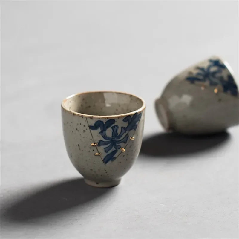 Japanese Style Ceramic Blue and White Antique Glaze Teacup Elegant Beautiful Teapot Kung Fu Kettle Coffee Mug Chinese Tea Pot