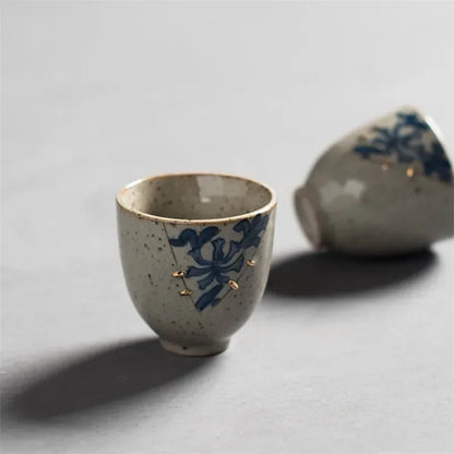 Japanese Style Ceramic Blue and White Antique Glaze Teacup Elegant Beautiful Teapot Kung Fu Kettle Coffee Mug Chinese Tea Pot