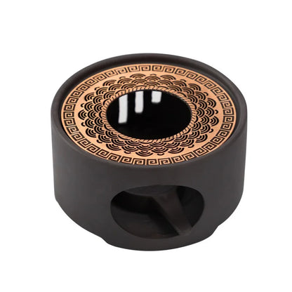 Japanese Style Ceramic Tea Warmer Candle Base Teapot Warmer Tealight Furnace with Candle Tray Coffee Heater Trivet Dish Heat Pot
