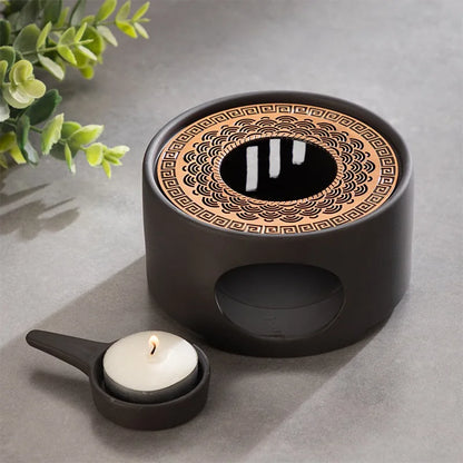 Japanese Style Ceramic Tea Warmer Candle Base Teapot Warmer Tealight Furnace with Candle Tray Coffee Heater Trivet Dish Heat Pot