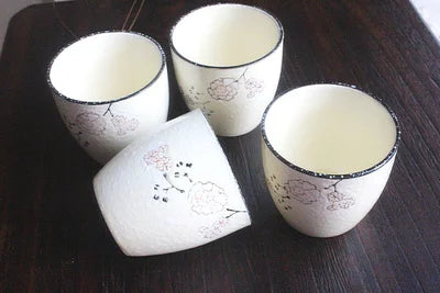 Japanese Style Ceramic Teapot Home Kettle Glaze Color Hand-painted Teapot Bamboo Rattan Handle Pot With 4 Cups Teaware