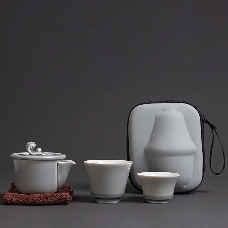 Japanese-Style Ceramic Teapot Lid Bowl Teacup Handmade Portable Travel Office Tea Set Drinkware