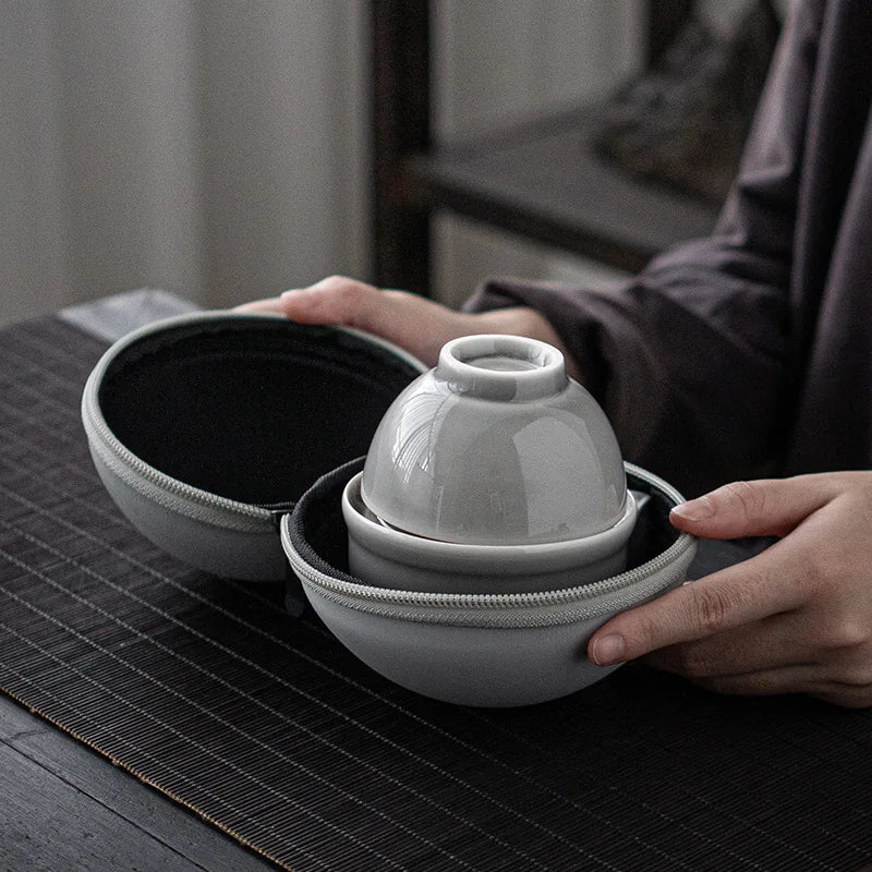 Japanese-Style Ceramic Teapot Lid Bowl Teacup Handmade Portable Travel Office Tea Set Drinkware