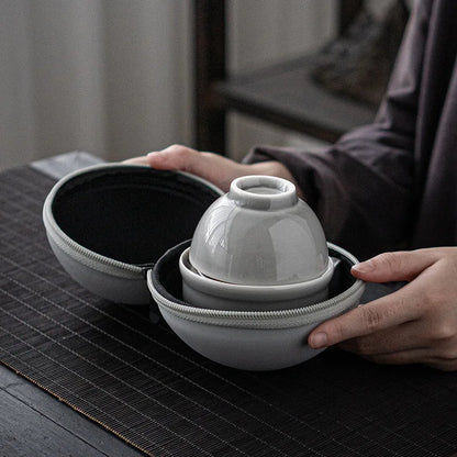 Japanese-Style Ceramic Teapot Lid Bowl Teacup Handmade Portable Travel Office Tea Set Drinkware