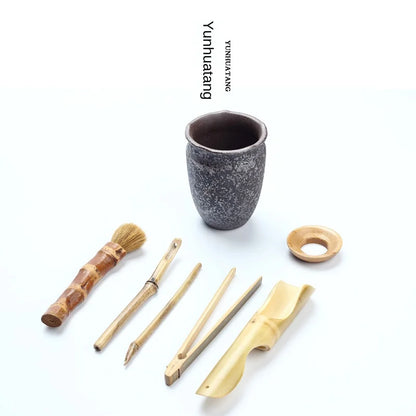 Japanese-Style Coarse Pottery Kung Fu Tea Set Tea Ceremony Zero with Rust Glaze Tea Ceremony Six Gentlemen Tea Set Siteel