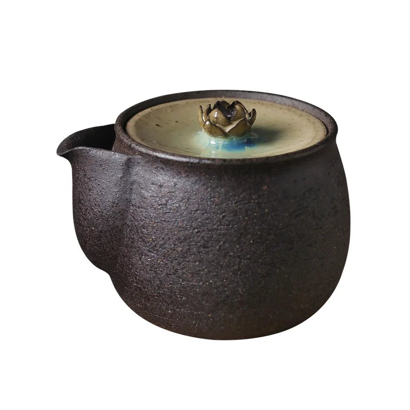 Japanese Style Coarse Pottery Pot Handmade Kung Fu Teaware Single Pot Kiln Baked Lotus Tureen Bubble Bowl Aquarius Vintage Tea