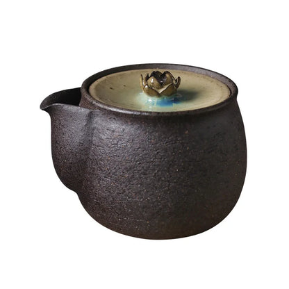 Japanese Style Coarse Pottery Pot Handmade Kung Fu Teaware Single Pot Kiln Baked Lotus Tureen Bubble Bowl Aquarius Vintage Tea
