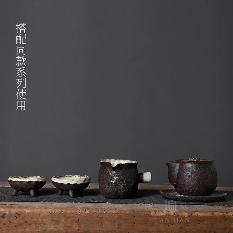 Japanese Style Coarse Pottery Pot Handmade Kung Fu Teaware Single Pot Kiln Baked Lotus Tureen Bubble Bowl Aquarius Vintage Tea