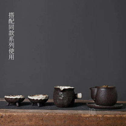 Japanese Style Coarse Pottery Pot Handmade Kung Fu Teaware Single Pot Kiln Baked Lotus Tureen Bubble Bowl Aquarius Vintage Tea