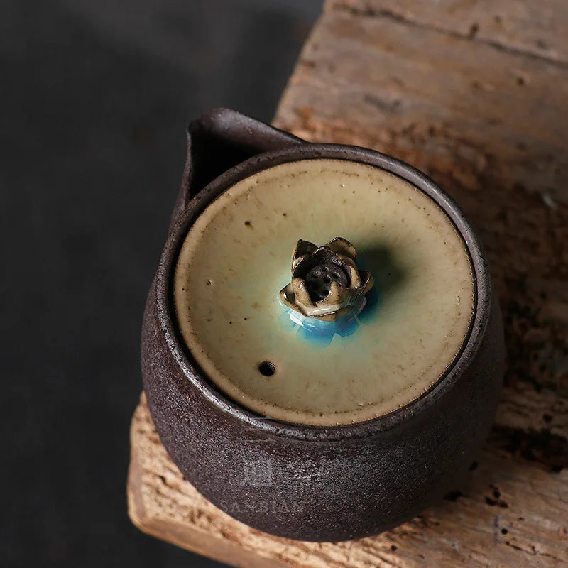 Japanese Style Coarse Pottery Pot Handmade Kung Fu Teaware Single Pot Kiln Baked Lotus Tureen Bubble Bowl Aquarius Vintage Tea