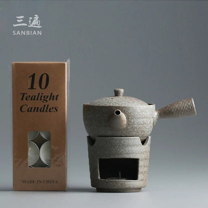 Japanese Style Coarse Pottery Tea Brewing Pot Black Porcelain Alcohol Lamp Tea Stove Temperature Tea Ware Kung Fu Tea Set