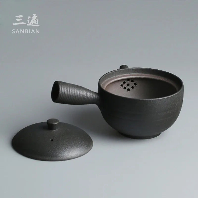 Japanese Style Coarse Pottery Tea Brewing Pot Black Porcelain Alcohol Lamp Tea Stove Temperature Tea Ware Kung Fu Tea Set