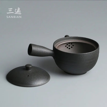 Japanese Style Coarse Pottery Tea Brewing Pot Black Porcelain Alcohol Lamp Tea Stove Temperature Tea Ware Kung Fu Tea Set