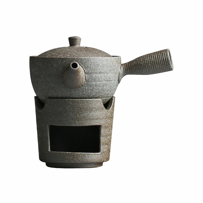 Japanese Style Coarse Pottery Tea Brewing Pot Black Porcelain Alcohol Lamp Tea Stove Temperature Tea Ware Kung Fu Tea Set