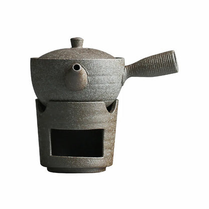 Japanese Style Coarse Pottery Tea Brewing Pot Black Porcelain Alcohol Lamp Tea Stove Temperature Tea Ware Kung Fu Tea Set